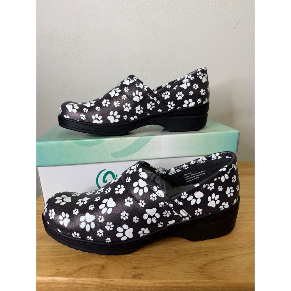 Ohm Go To Clogs Black Paw Print Slip Resistant Work Shoes Womens 8.5